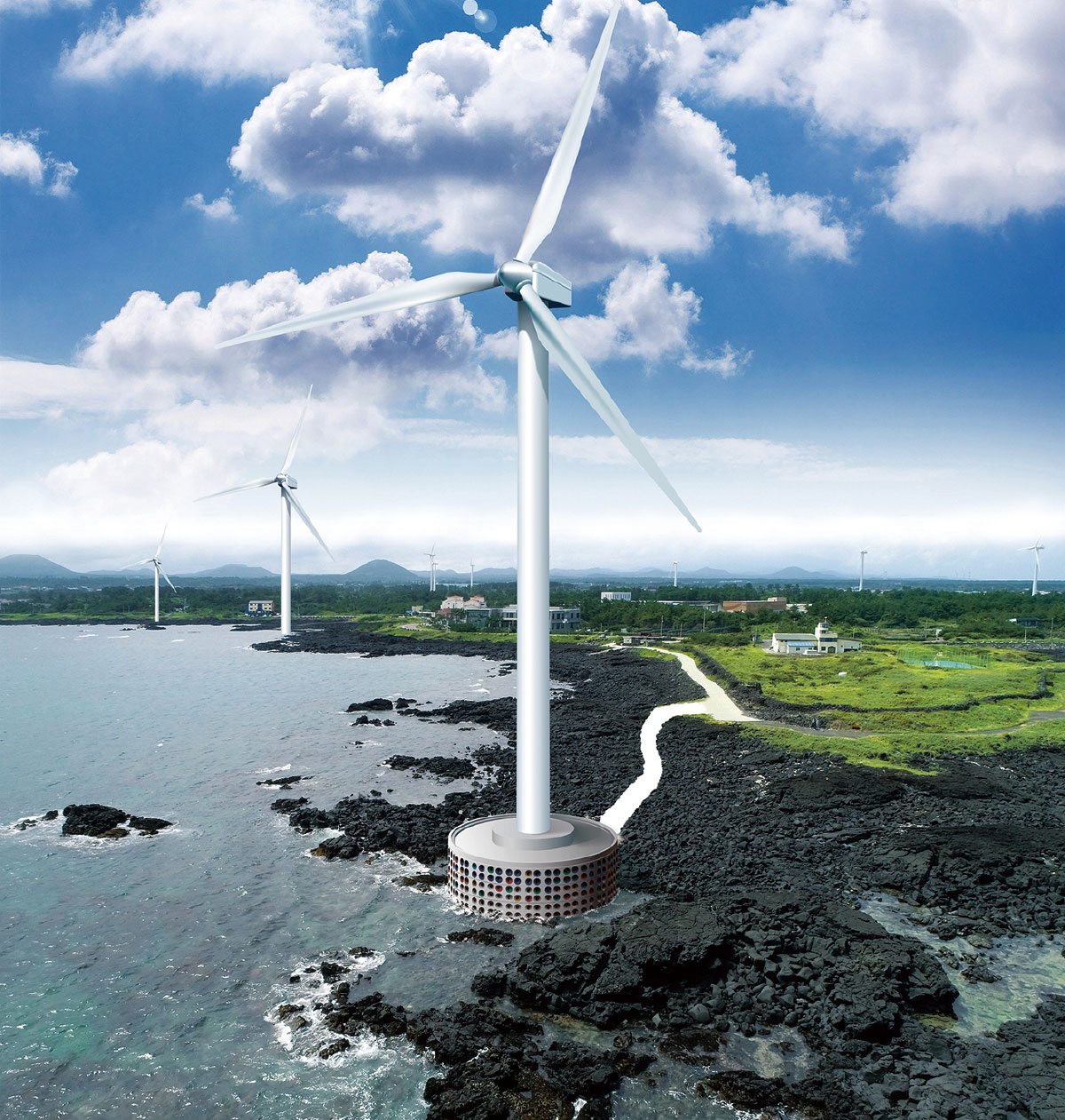 Coastal wind power foundation